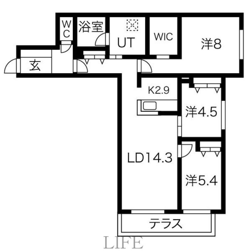 CRESCENDO月寒西(3LDK/2階)の間取り写真