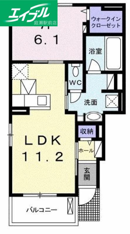 エレガント フランB(1LDK/1階)の間取り写真