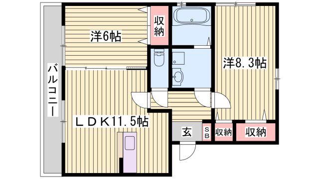 サニーハイツ平田(2LDK/2階)の間取り写真