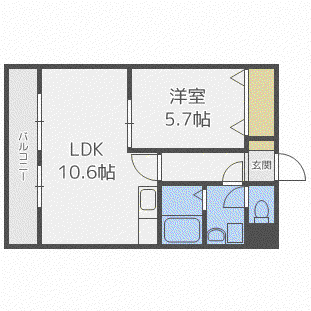 グランメールシルフィ(1LDK/2階)の間取り写真