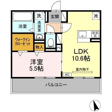 ヴィラシオン瀬川(1LDK/3階)の間取り写真