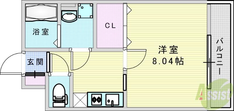 ミーツハウス池田(1K/2階)の間取り写真