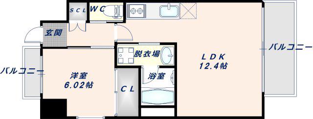 プレジオ森河内ASIAN(1LDK/4階)の間取り写真