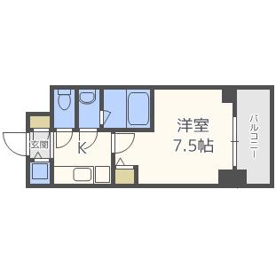 リッツ難波南II(1K/8階)の間取り写真