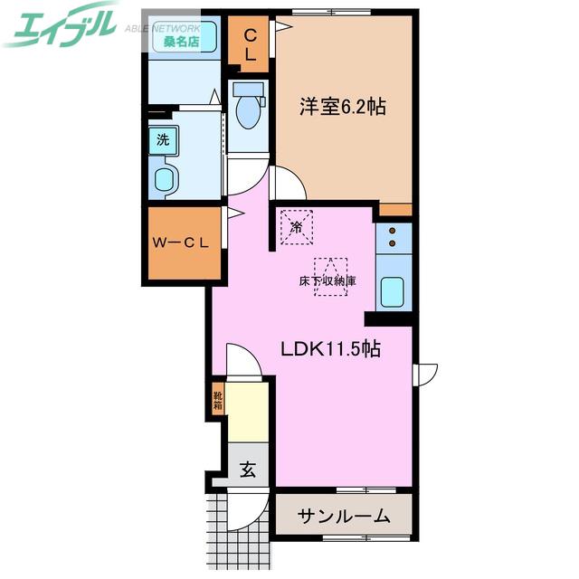 ラ・フォーレ七和(1LDK/1階)の間取り写真
