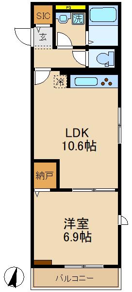 ルミエール(1LDK/1階)の間取り写真
