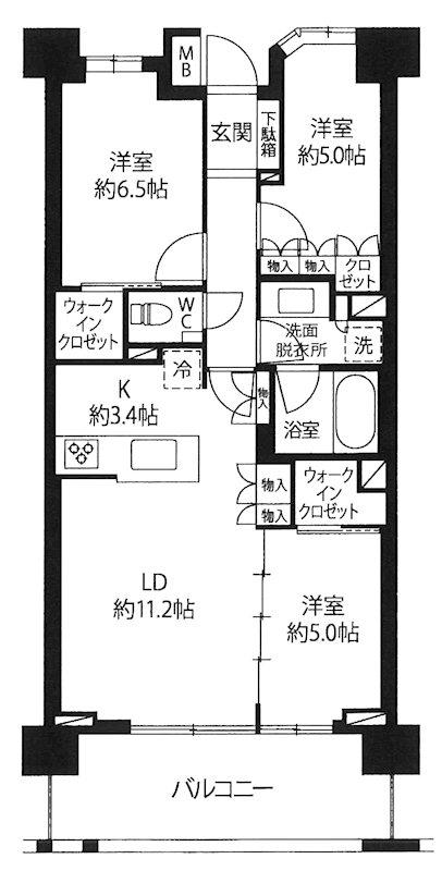ルフォン常盤台ザ・レジデンス(3LDK/6階)の間取り写真