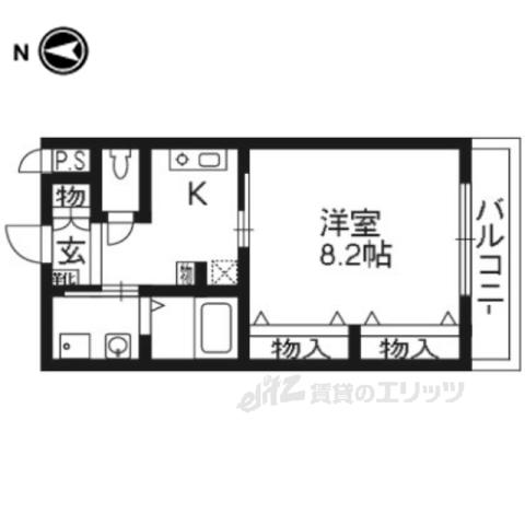 プロスペラール(1K/1階)の間取り写真