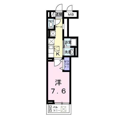 サピー日英III(1K/1階)の間取り写真