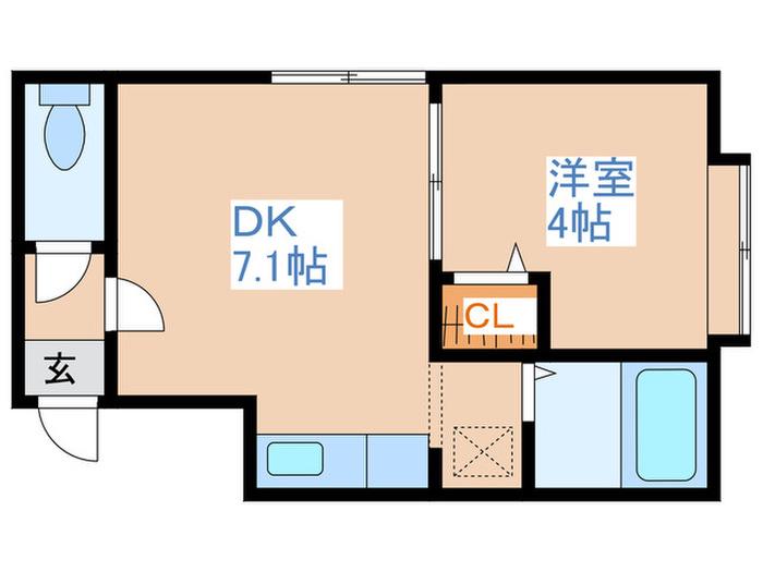 クウォリアハイツII(1DK/2階)の間取り写真