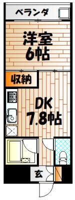 ヒットパークレジデンス三萩野(1LDK/2階)の間取り写真