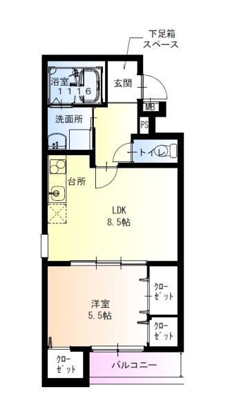 フジパレス高石駅南1番館(1LDK/1階)の間取り写真