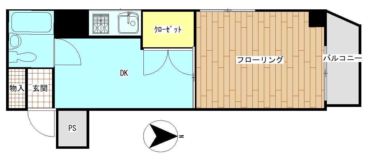 セブンスターマンション島津山(1DK/7階)の間取り写真