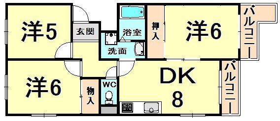 アビタコアIII(3DK/1階)の間取り写真