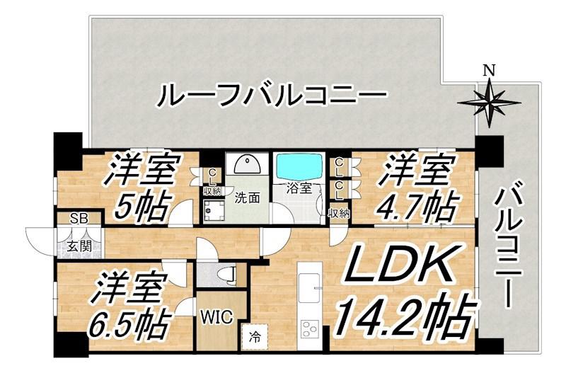 ジオ武庫川(3LDK/5階)の間取り写真