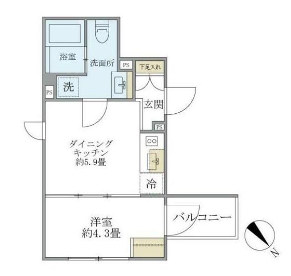 EXAM AKASAKA エクサムアカサカ(1DK/2階)の間取り写真