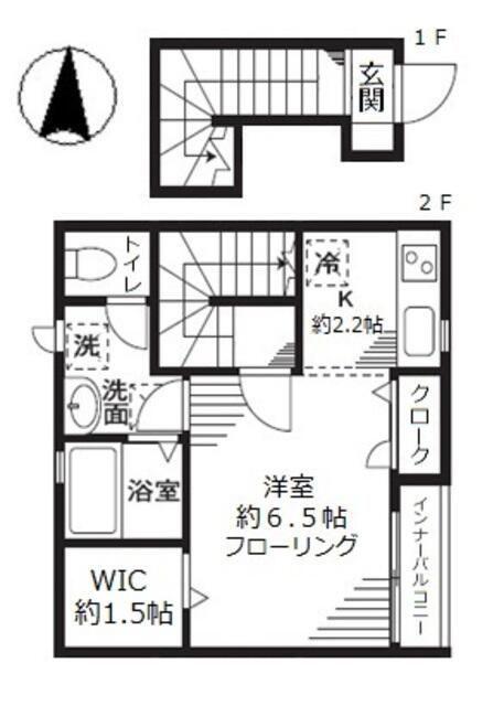 オリオン(1K/2階)の間取り写真
