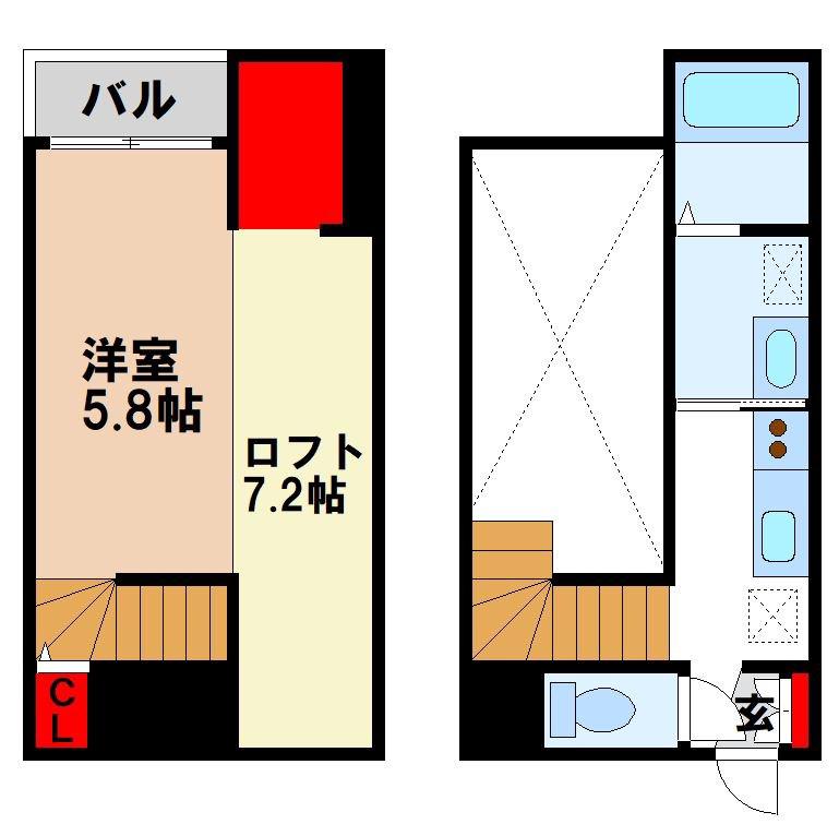 エスパシオ二日市(1K/1階)の間取り写真