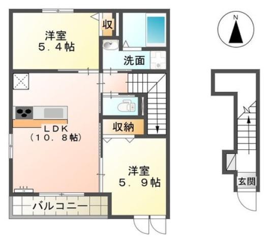 GRAZIAII(2LDK/2階)の間取り写真