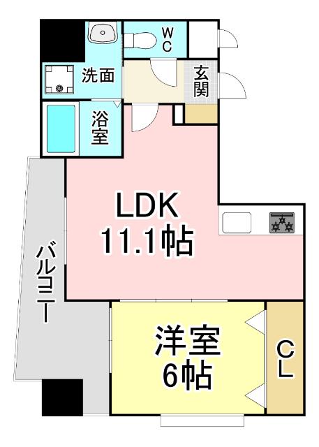 サンシャイン・マリンズ井堀(1LDK/6階)の間取り写真