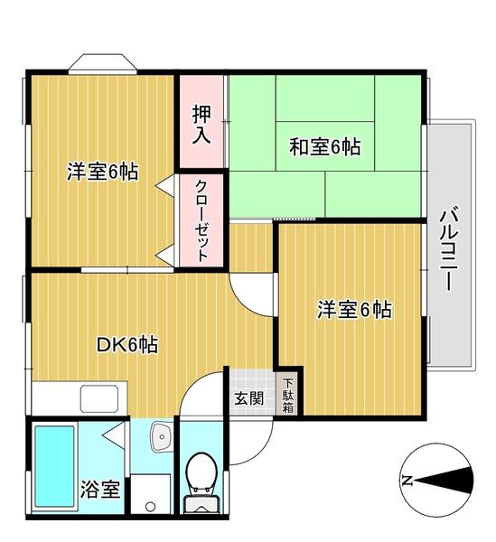 サンガーデン友の浦A(3DK/1階)の間取り写真