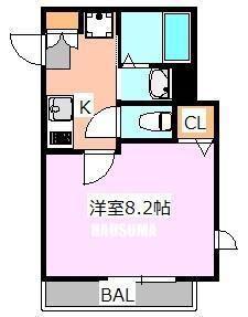 ラ プリマヴェーラ(1K/2階)の間取り写真