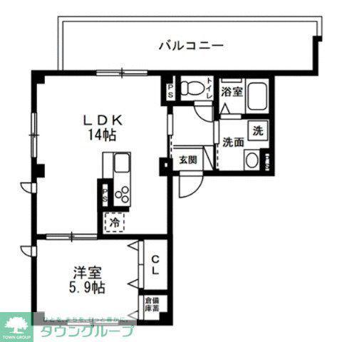 青葉区あざみ野共同工事(1LDK/5階)の間取り写真