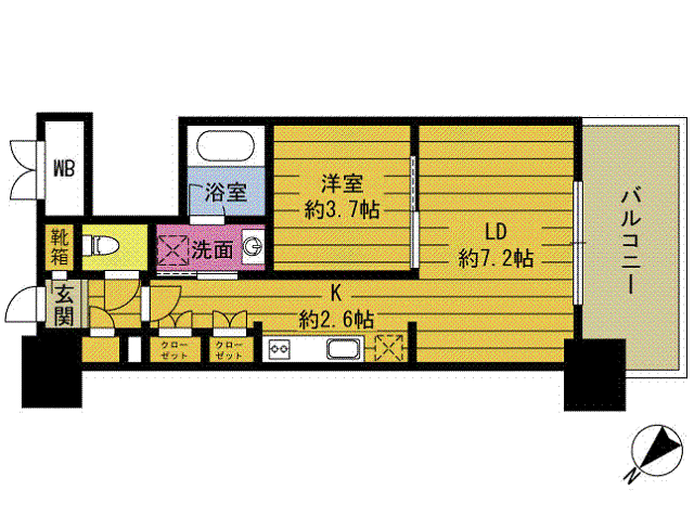 RJRプレシア大分駅前(1LDK/13階)の間取り写真