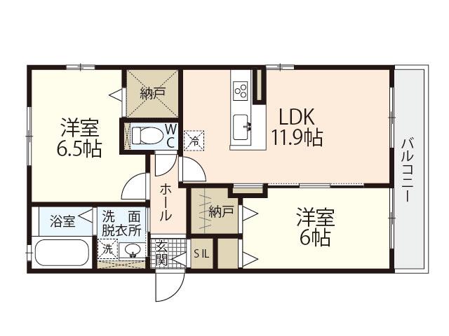 マローネA(2LDK/1階)の間取り写真