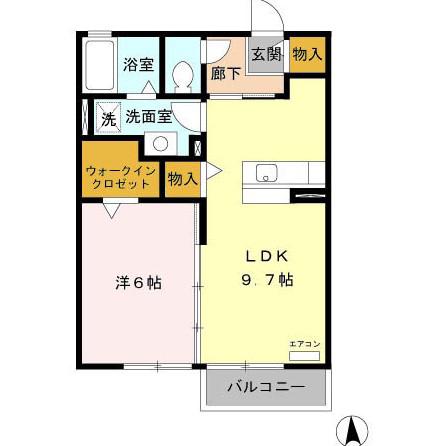 ロイヤルシティー(1LDK/2階)の間取り写真
