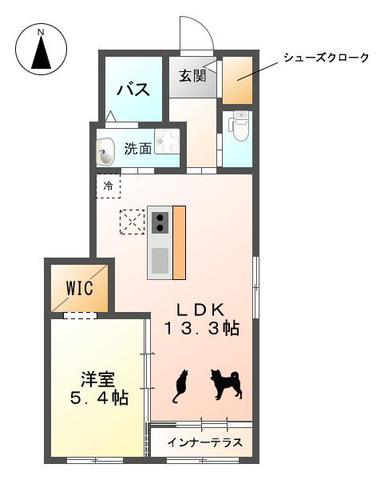 シャブランシュ(1LDK/1階)の間取り写真