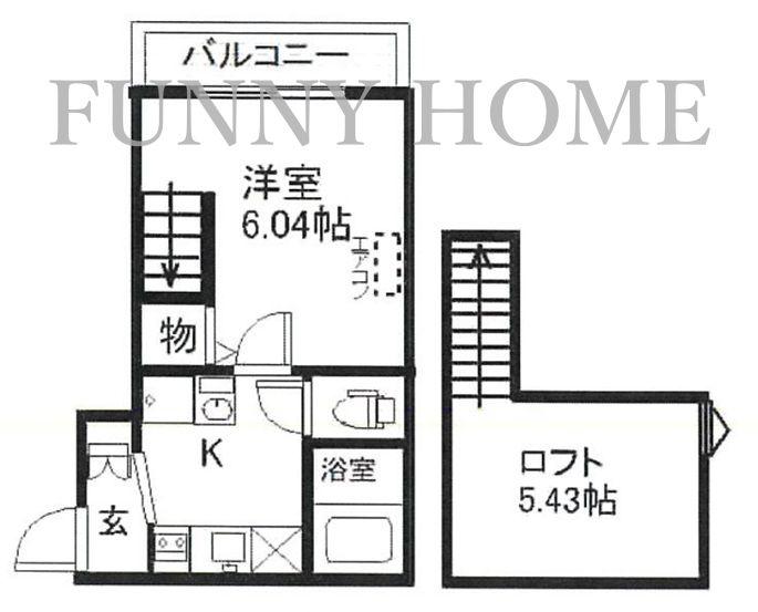 ソフィータMISHUKU(1K/2階)の間取り写真