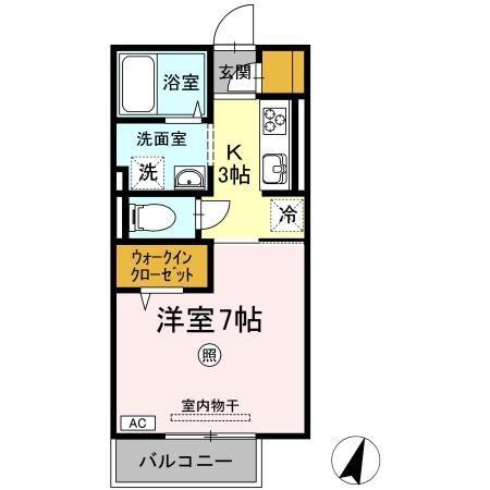 レイ ヴェレーナ(1K/2階)の間取り写真