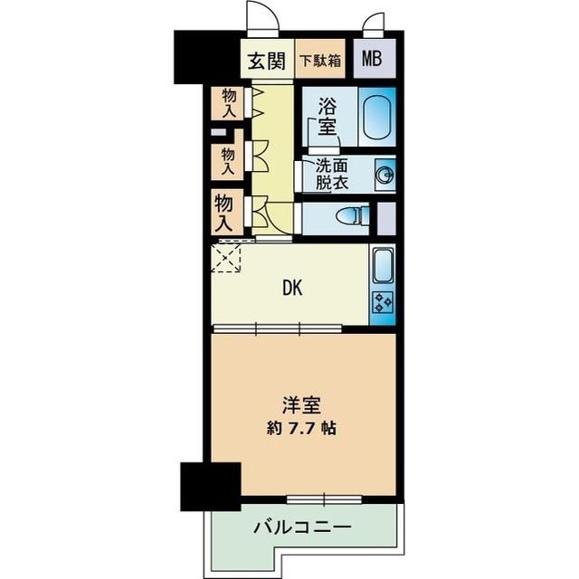 グランディール大濠(1DK/5階)の間取り写真