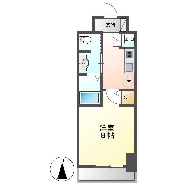 レジディア高岳(1K/2階)の間取り写真