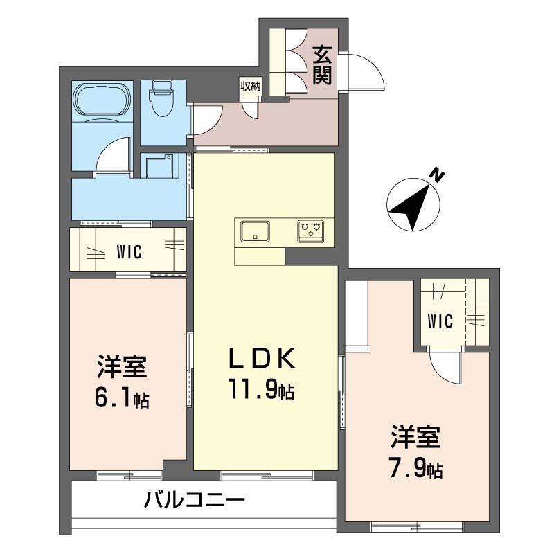バンクサワーI(2LDK/1階)の間取り写真
