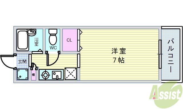 パセオグリーンヒルズ(1K/2階)の間取り写真