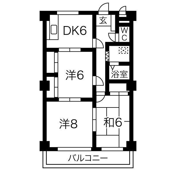 アサノハイツ(3DK/2階)の間取り写真