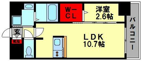 エンクレスト博多ハーモニー(1LDK/2階)の間取り写真