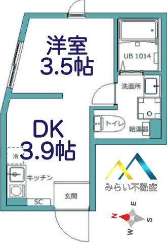 BASE三ツ沢下町(ワンルーム/1階)の間取り写真