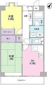 リプル豊中(2DK/3階)の間取り写真