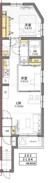 TASUKI RICHESSE SHIN-NAKANOタスキ リシェ(2LDK/2階)の間取り写真
