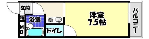 SENSE TONDABAYASHI(1K/2階)の間取り写真