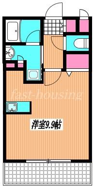 京王競馬場線 東府中駅 徒歩4分 5階建 築20年(ワンルーム/4階)の間取り写真