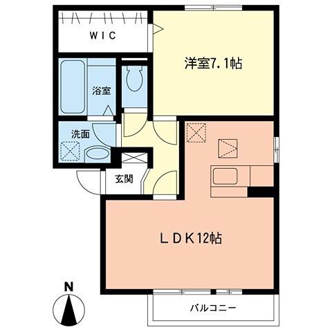 イエローアーク(1LDK/1階)の間取り写真