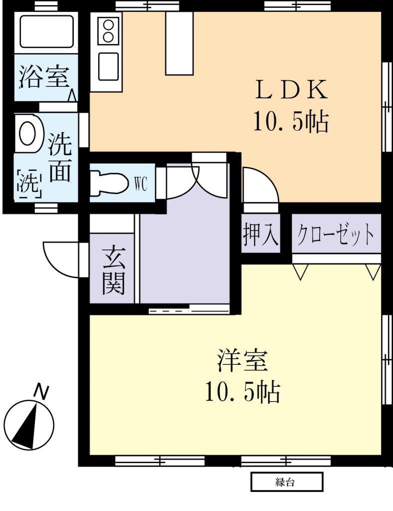 イーストアヴェニューE(1LDK/1階)の間取り写真