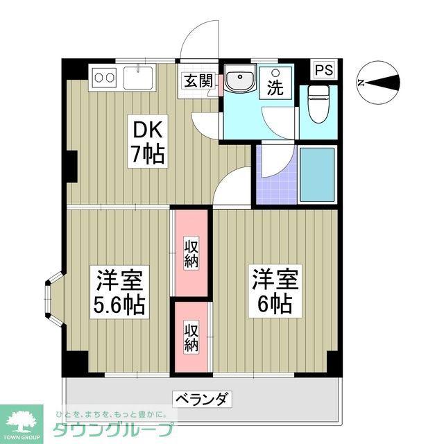 ホワイトタウン取手(2DK/2階)の間取り写真
