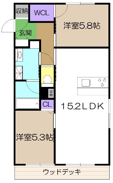 シャーメゾン ルーエ(2LDK/1階)の間取り写真