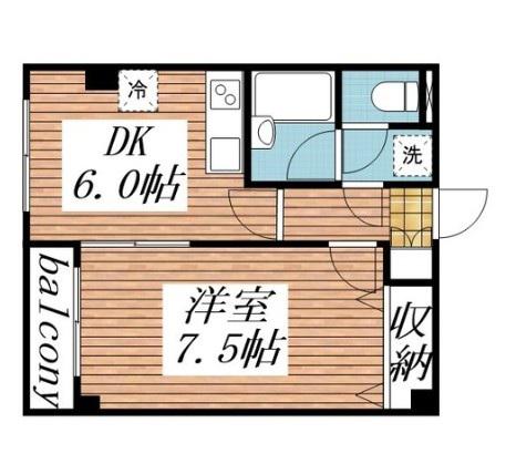 カレジ馬込(1DK/2階)の間取り写真