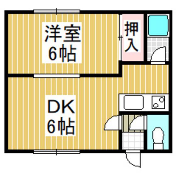 ライトハウスA(1DK/2階)の間取り写真